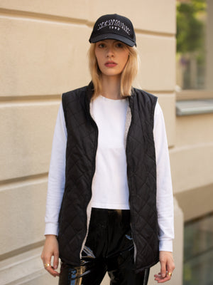 无袖裥棉马夹黑色