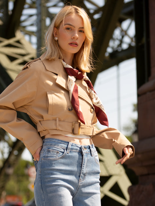 DF7905-2棕色短款夹克