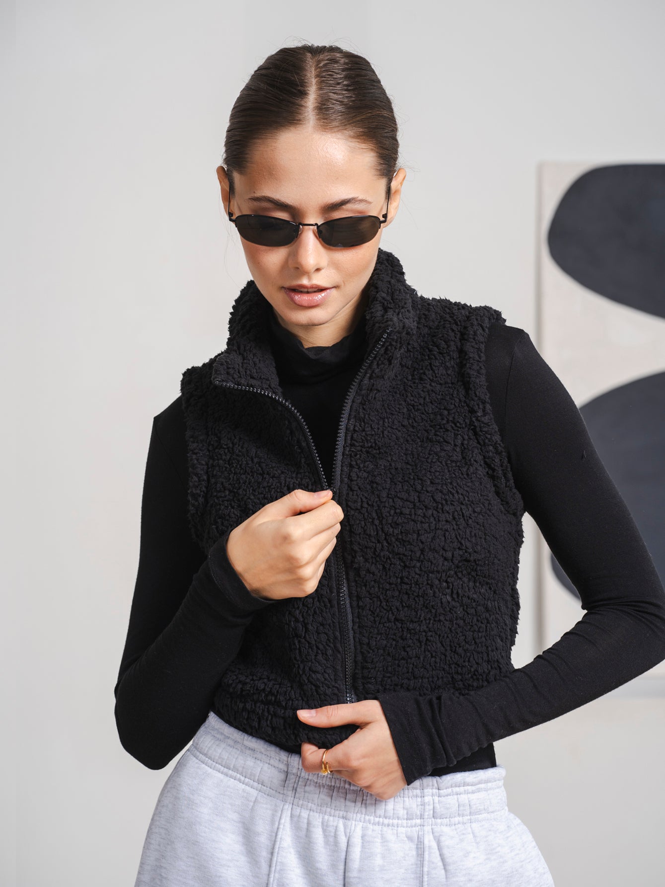 仿羊羔绒立领马甲