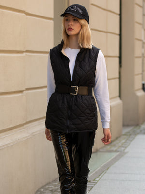 无袖裥棉马夹黑色