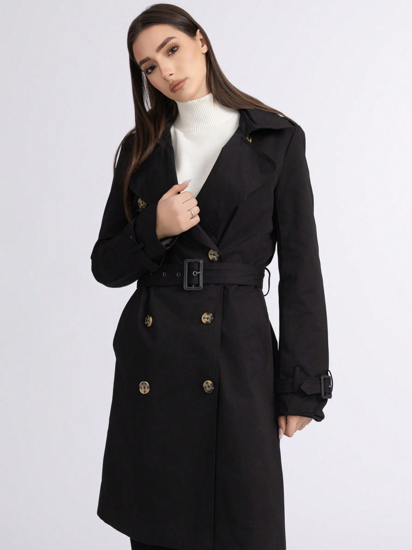 长款双排扣风衣