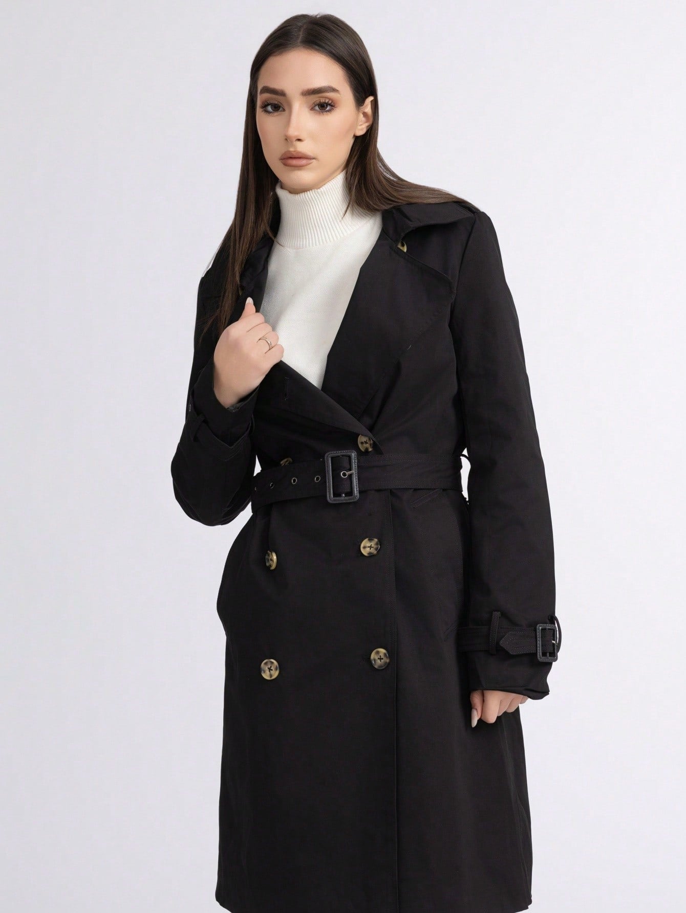 长款双排扣风衣