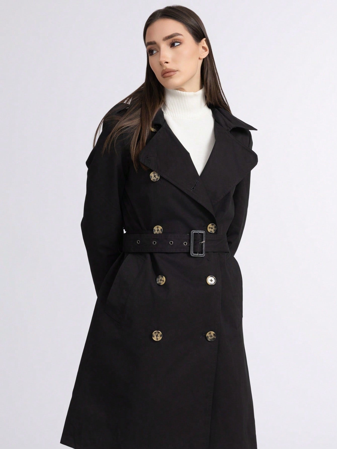 长款双排扣风衣