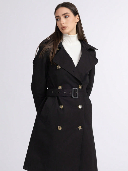 长款双排扣风衣