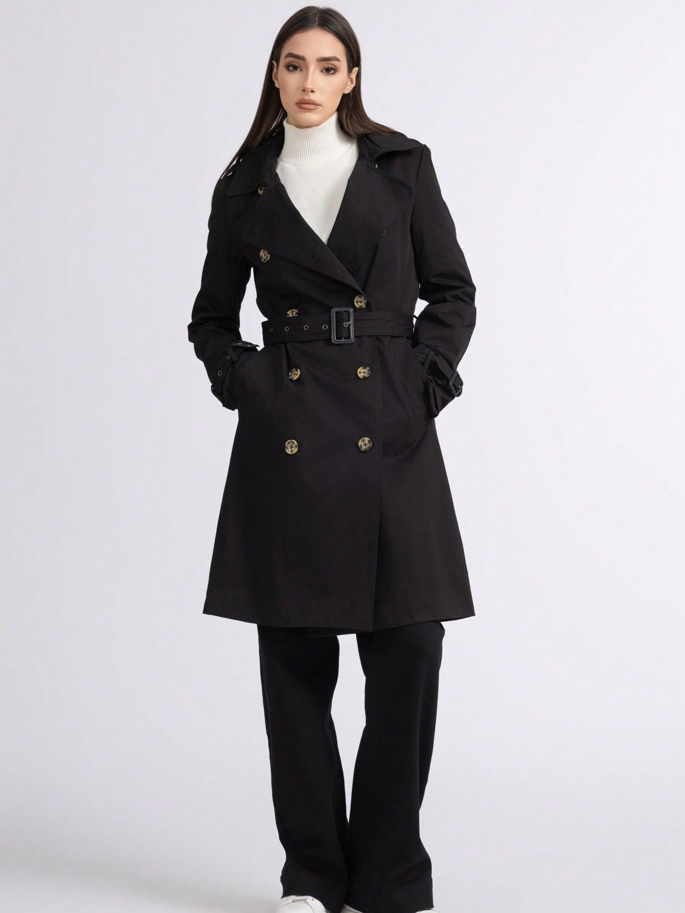 长款双排扣风衣