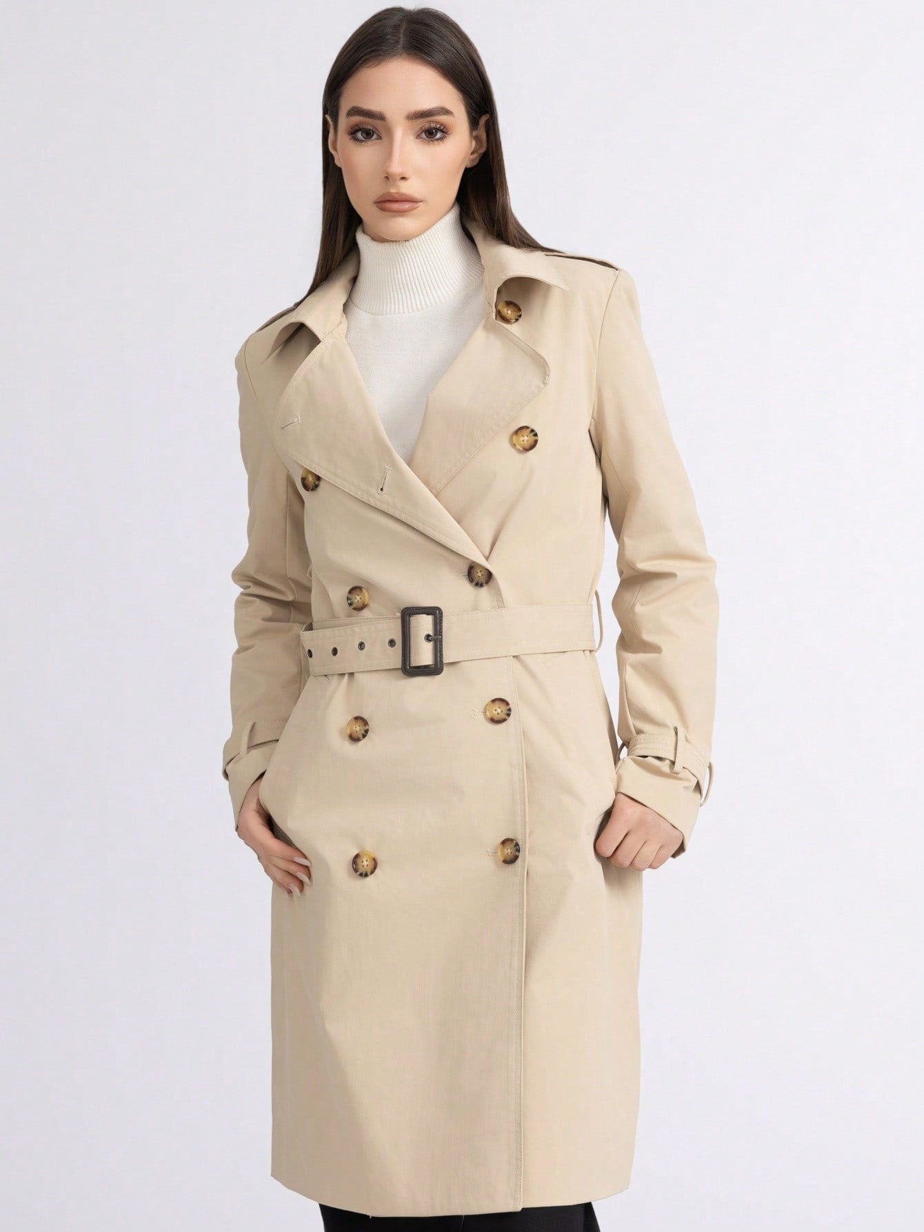 长款双排扣风衣