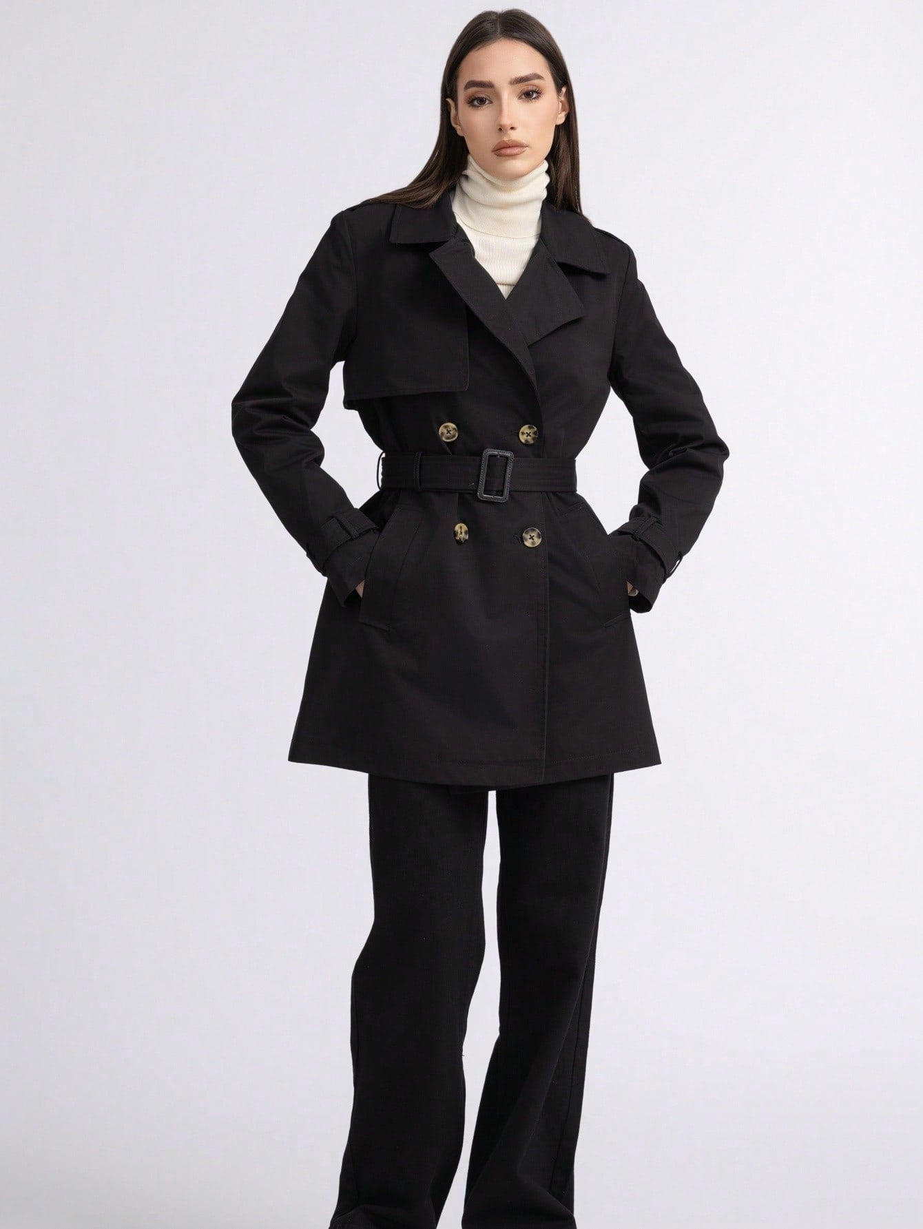 简约款中长风衣