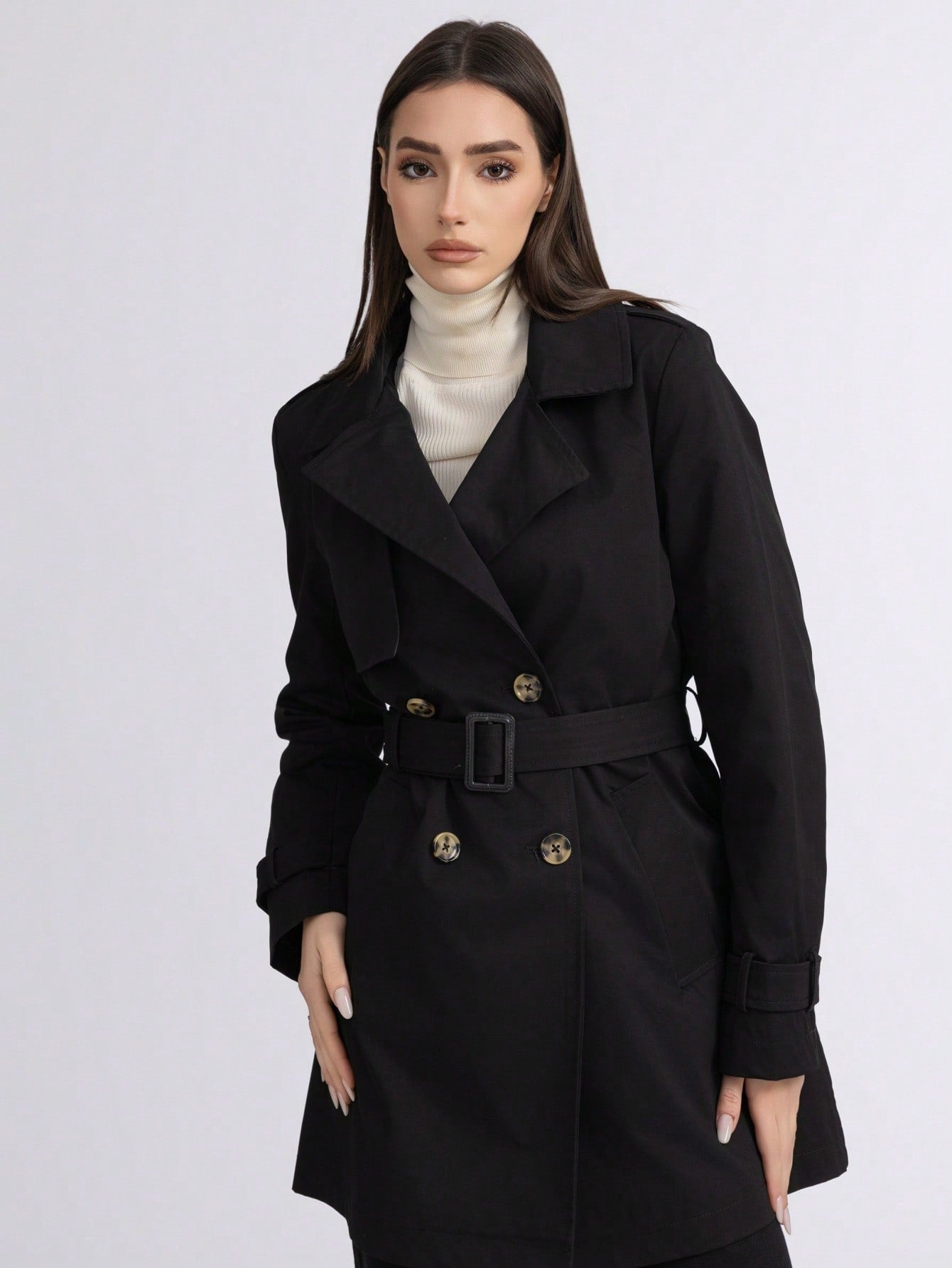 简约款中长风衣