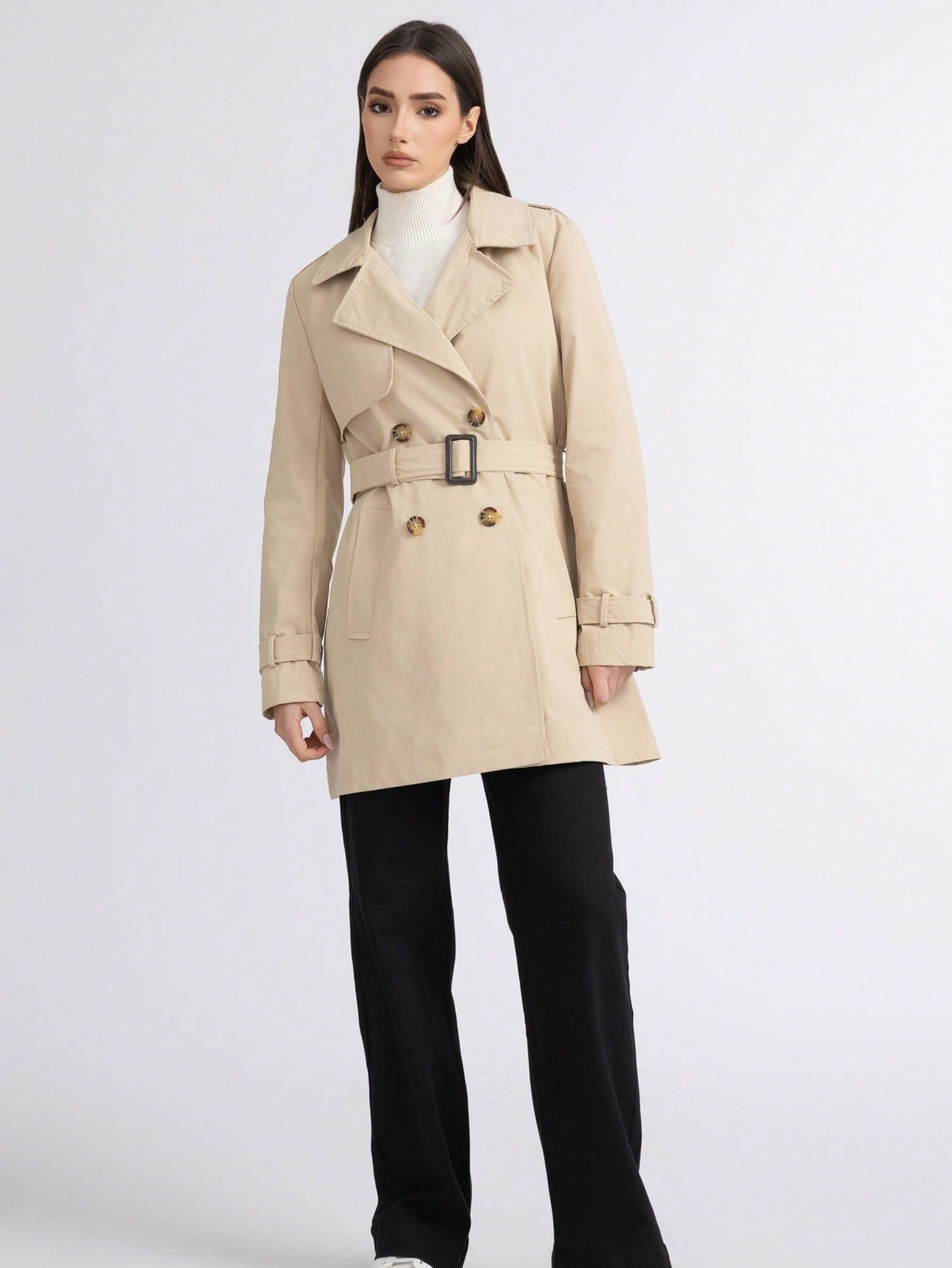 简约款中长风衣