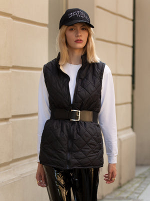 无袖裥棉马夹黑色