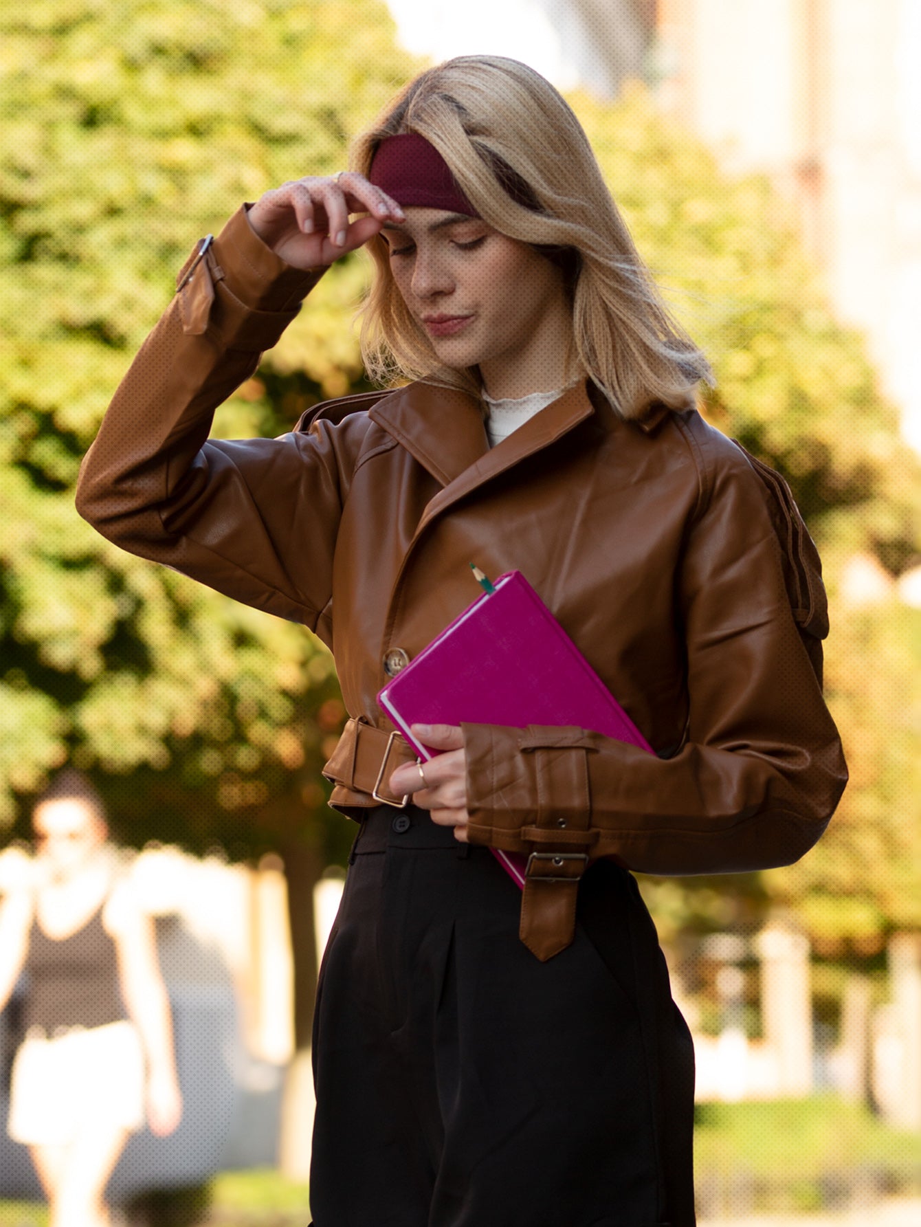 短款皮质机车夹克