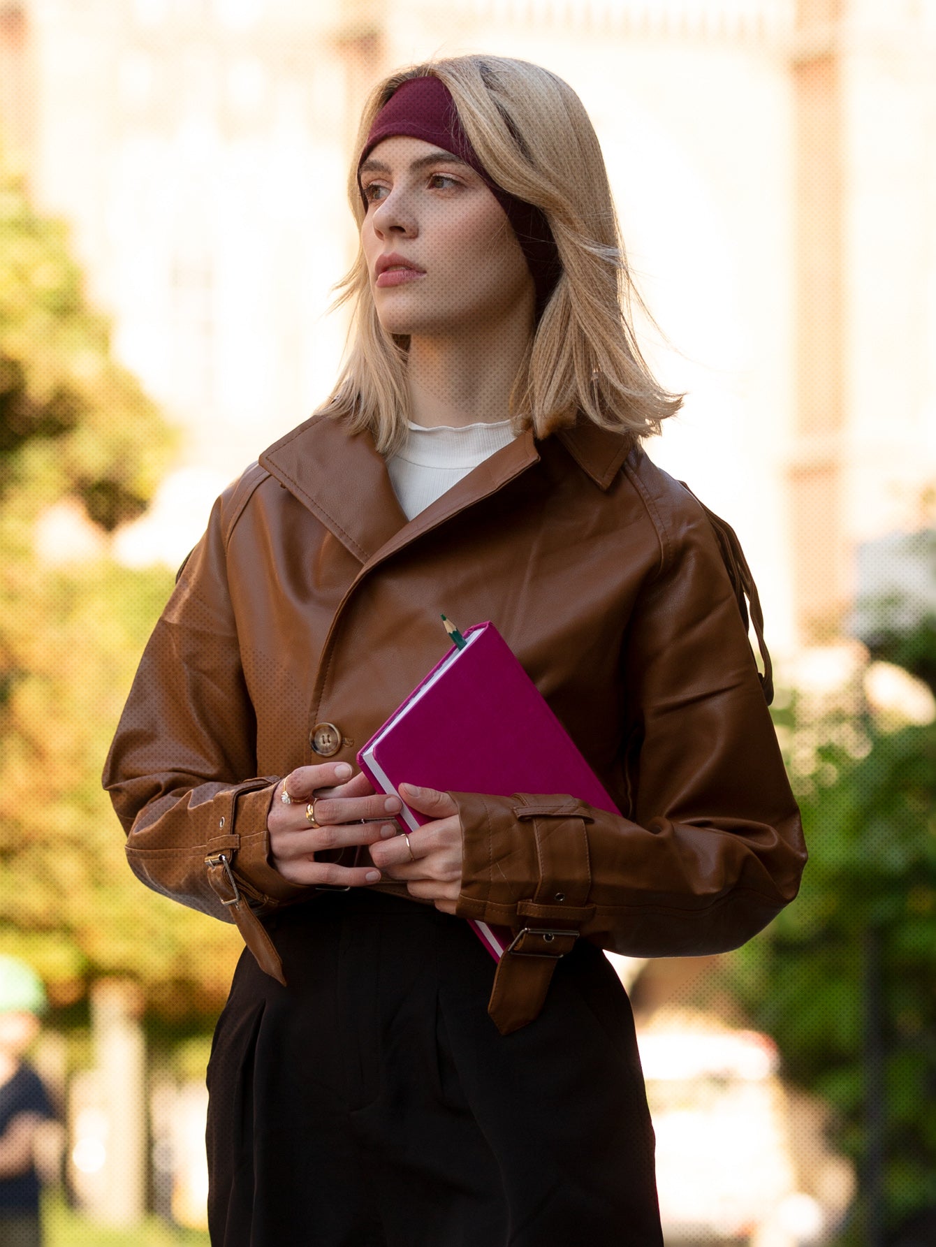 短款皮质机车夹克