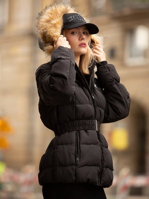 MG1970 带帽黑色长款棉服