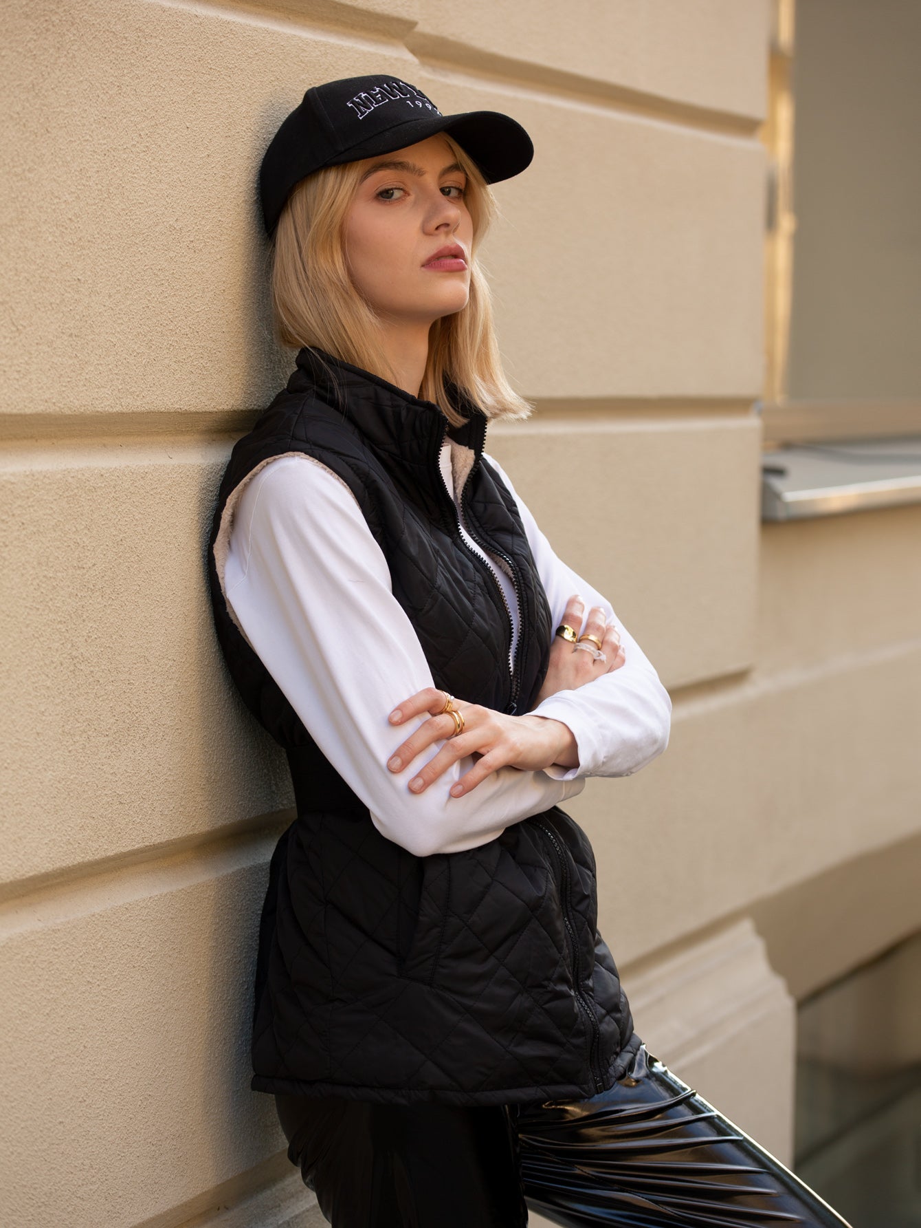 无袖裥棉马夹黑色