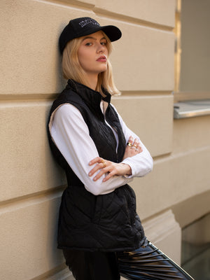 无袖裥棉马夹黑色