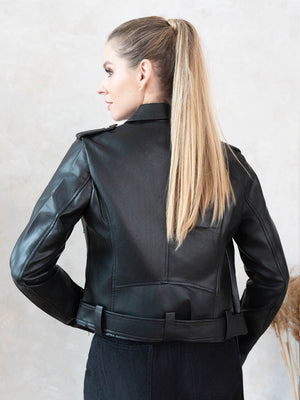 短款皮质机车夹克