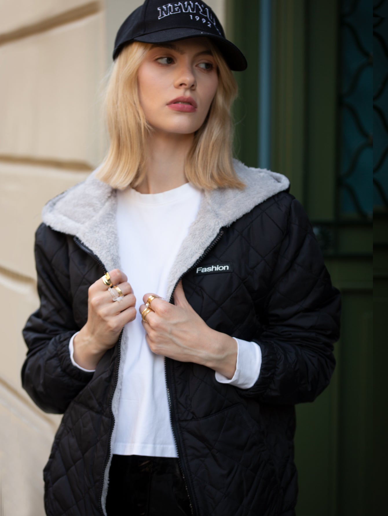 棉外套长袖杏色里