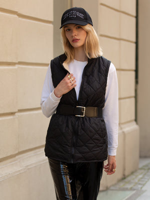 无袖裥棉马夹黑色