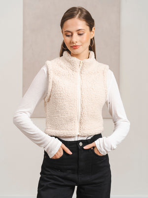 仿羊羔绒立领马甲