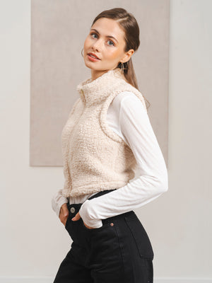 仿羊羔绒立领马甲