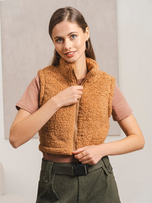 仿羊羔绒立领马甲