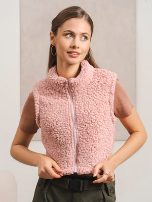 仿羊羔绒立领马甲