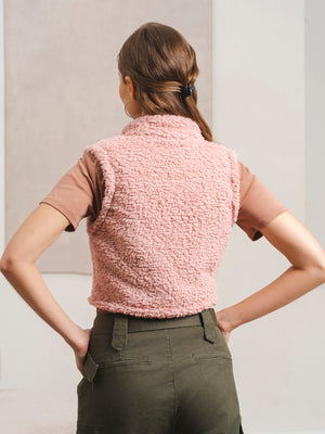 仿羊羔绒立领马甲