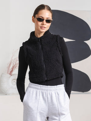 仿羊羔绒立领马甲