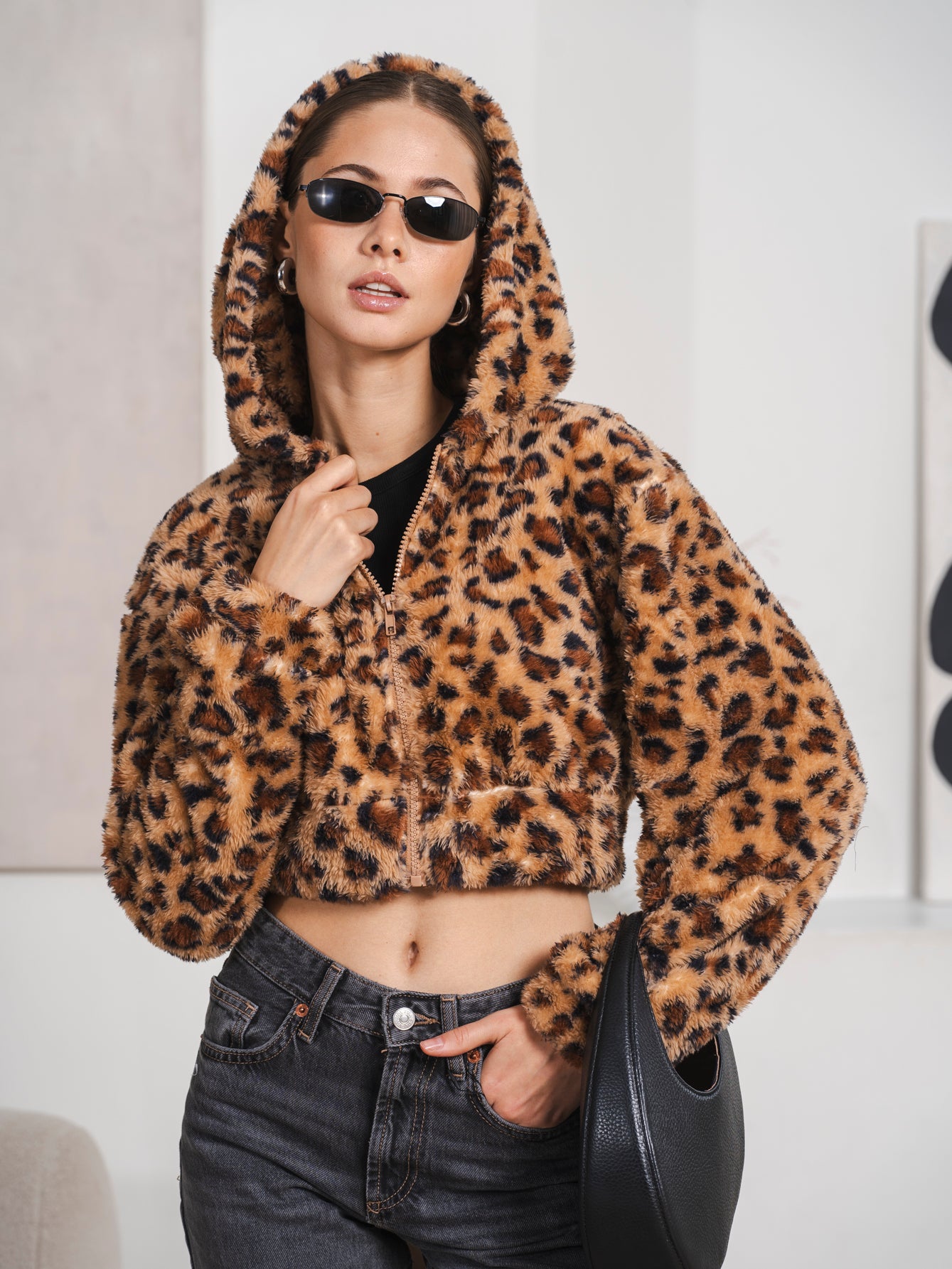 豹纹毛外套