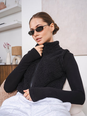 仿羊羔绒立领马甲