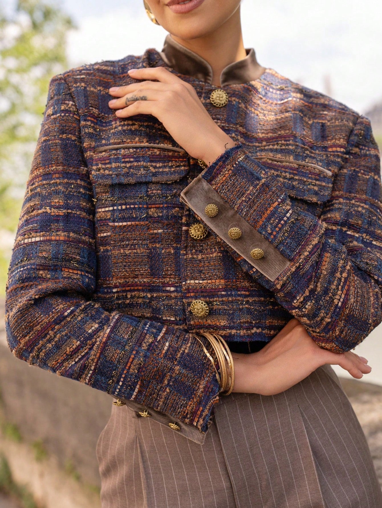 V2335D小香风粗花呢短外套