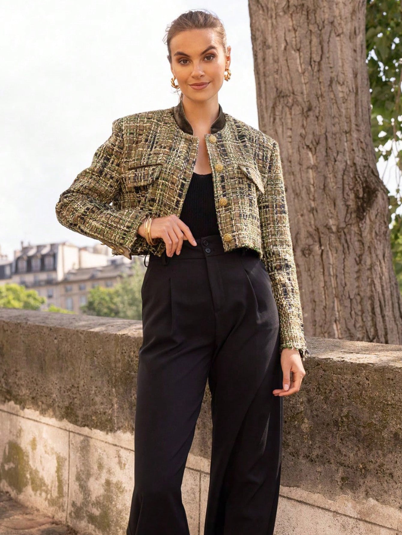 V2335D小香风粗花呢短外套