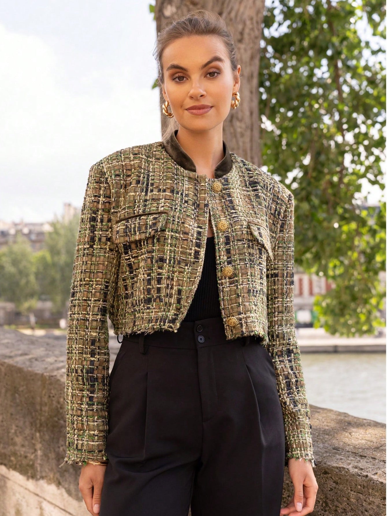 V2335D小香风粗花呢短外套